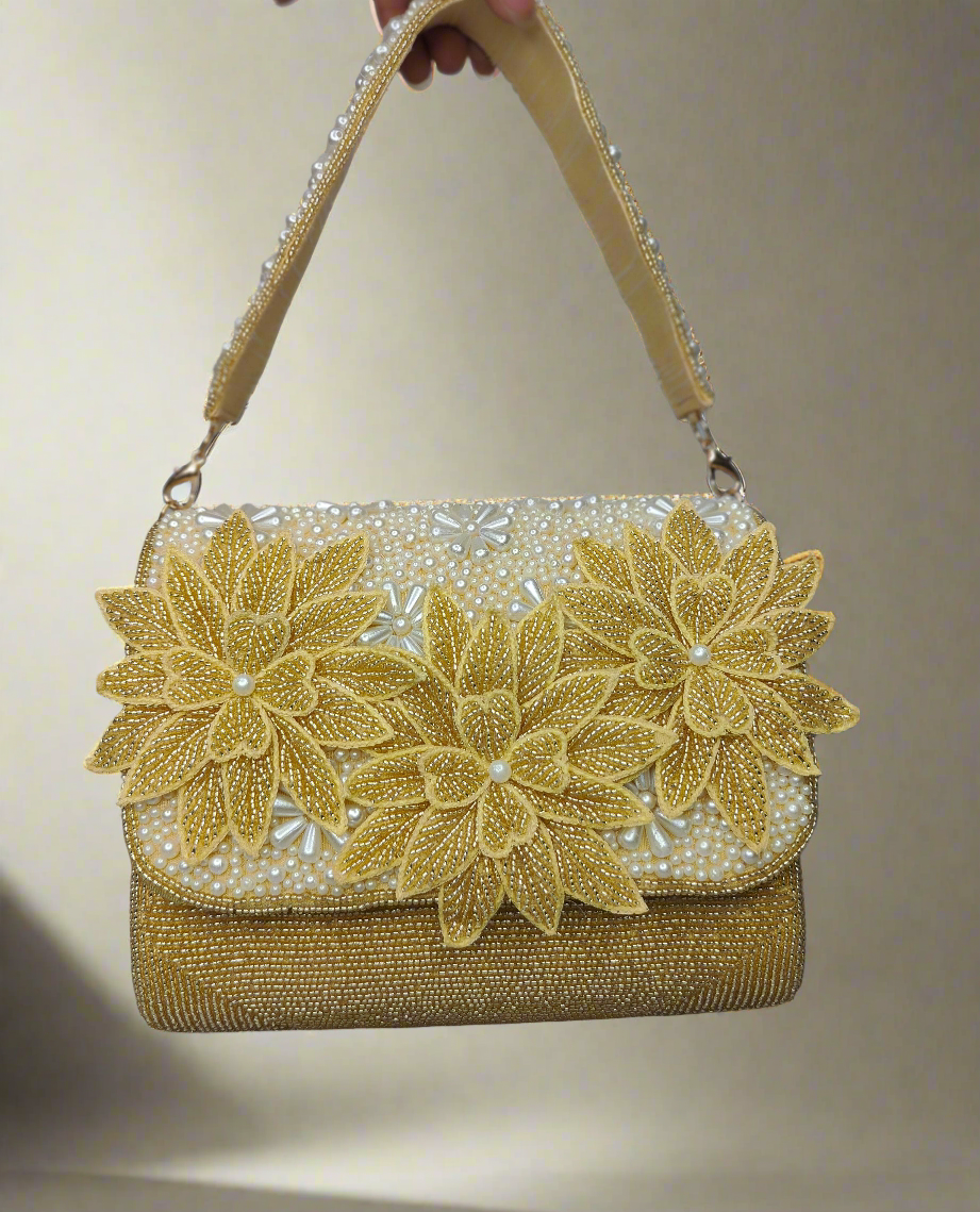 3D flower embroidered Hand Bag