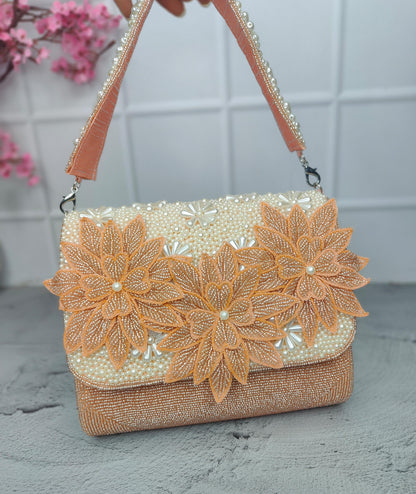 3D flower embroidered Hand Bag