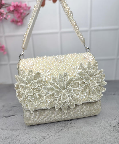 3D flower embroidered Hand Bag