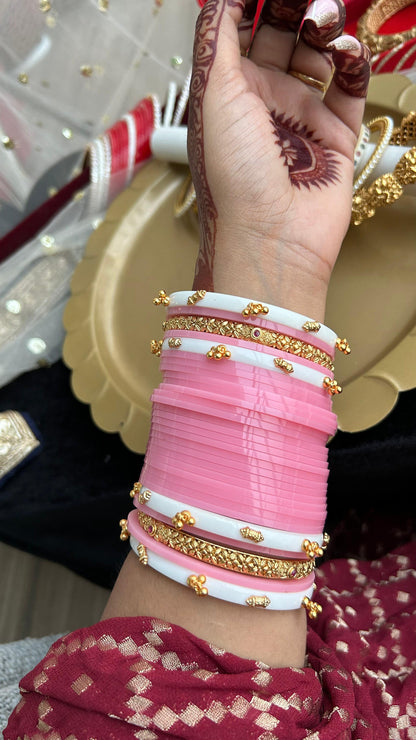 Viral Blush pink chooda with golden Accents