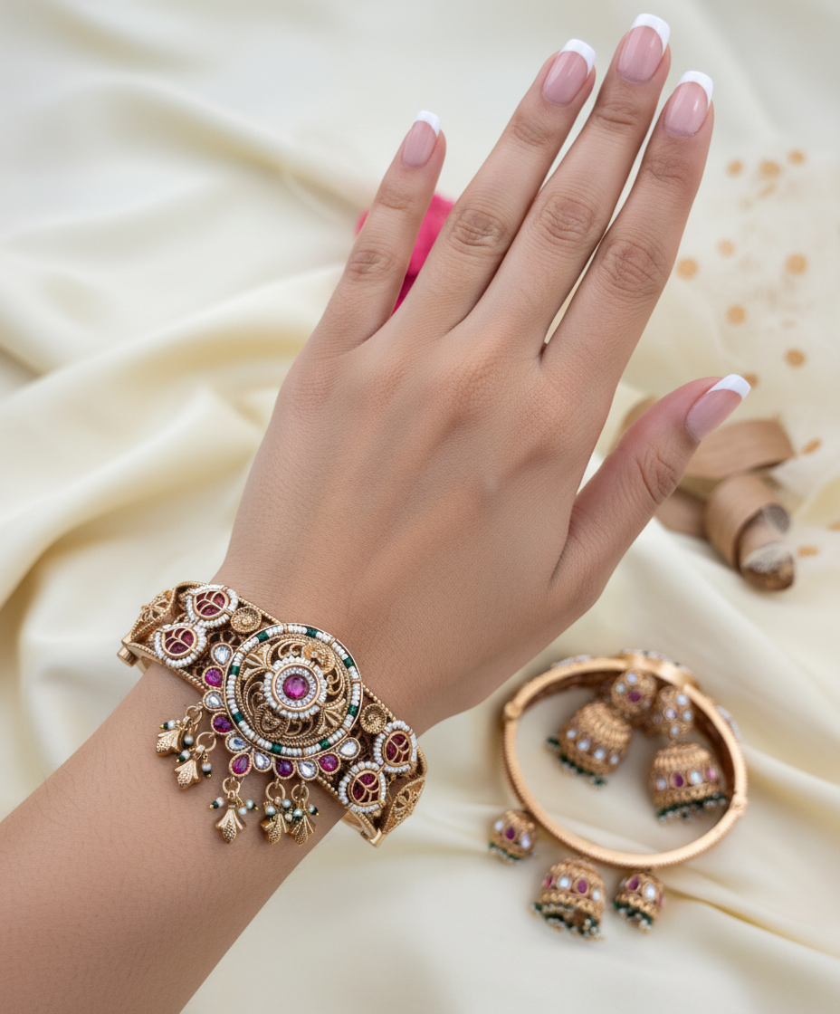 'Disha' Gold look hanging bangles