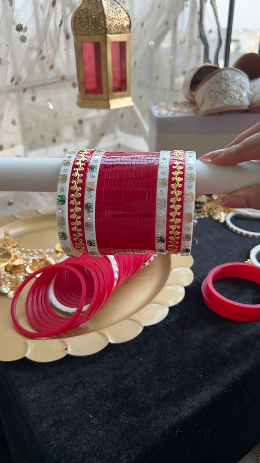 Punjabi bridal chura with elephant design
