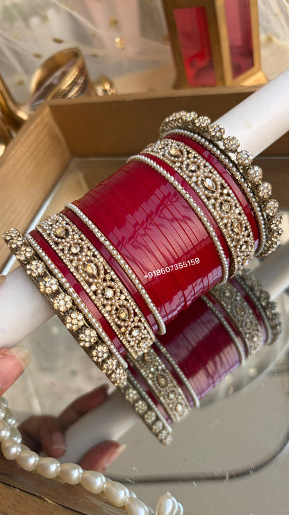 'Sunidhi' Antique DeeP Red  Bridal Chooda
