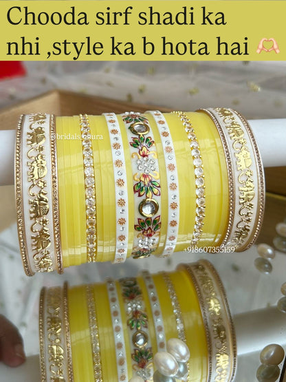 Pista green hand-painted chura