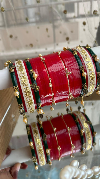 Red Bridal Chooda Set with Elephant Charms & Ghungroo Bangles – Trending Dulhan Look 2025