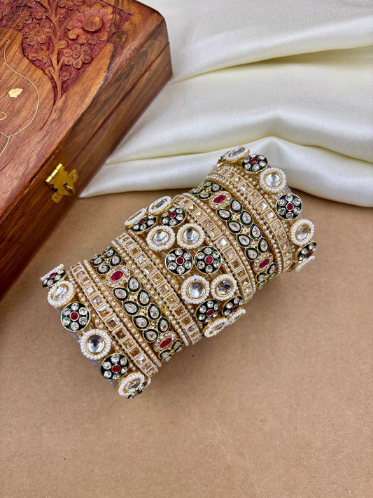 Heavy kundan rajwadi bangle set