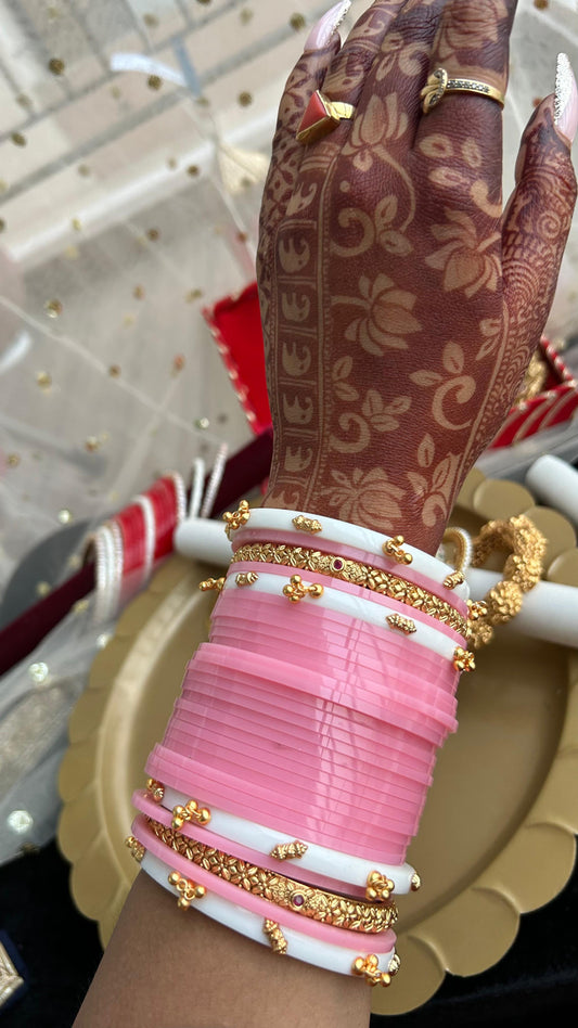 Viral Blush pink chooda with golden Accents